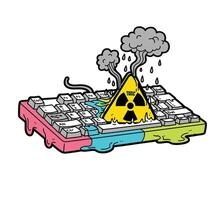 A cartoon image of a radioactive symbol on a computer keyboard vector