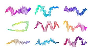 Curved wavy stripes. Set of abstract gradient wave lines on white background. illustration vector