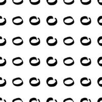 Seamless pattern with black hand drawn brush scribble circles shape on white background. grunge texture. vector
