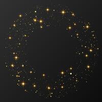 Abstract gold glowing halftone dotted background. Gold glitter pattern in circle form. Circle dots. illustration vector