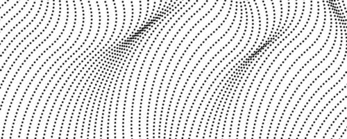 Halftone monochrome background with flowing dots. wave black and white texture. illustration vector