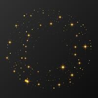Abstract gold glowing halftone dotted background. glitter pattern in circle form. Circle halftone dots. vector