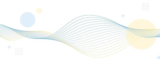 Minimalist geometric background, blue and yellow line wave, abstract background vector