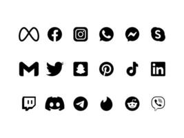 Editorial use only. Collection of 2025 icons representing popular social media, communication, and tech platforms. On white background. vector