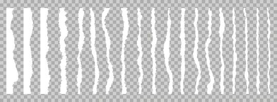 Set of torn paper edges on black background. Torn paper texture, torn paper strips, torn paper lines. Perfect for design projects, scrapbooking, and crafts. Ripped element set. vector