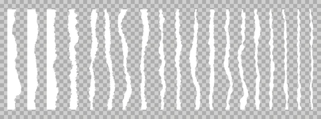 Set of torn paper edges on black background. Torn paper texture, torn paper strips, torn paper lines. Perfect for design projects, scrapbooking, and crafts. Ripped element set.