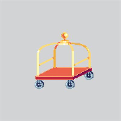 Pixel art illustration Luggage Trolley. Pixelated Suitcase Cart. Suitcase Luggage Trolley Cart Icon pixelated for the pixel art game and icon for website and game. old school retro.