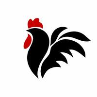 Minimalist Rooster Logo Design in Black and Red Silhouette Style vector