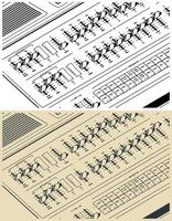 Analog synthesizer close up illustrations vector