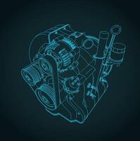 Isometric drawing of a Wankel rotary engine vector