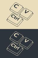 Ctrl c and ctrl v keys ironic illustrations vector