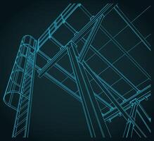 Industrial metal structure with ladder close up illustration vector
