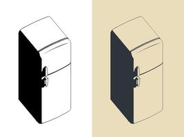 Retro refrigerator isometric illustrations vector