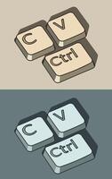 Copy paste keys ironic illustrations vector