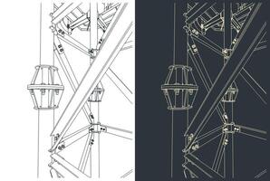 Cell tower support close-up illustrations vector