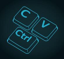 Copy paste keys stylized illustration vector