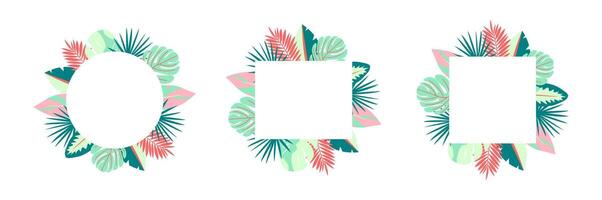 Set of bright tropical summer frame for invitations, flyers or digital scrapbooking. illustration with different shapes vector