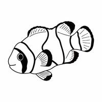 An image of a clown fish coloring page in doodle style vector