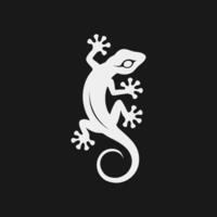 A simple and elegant white outline of a gecko lizard vector