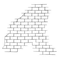 Imperfectly drawn brickwork pattern in black outline vector