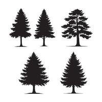 Pine tree silhouette compositions on a white base vector