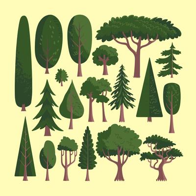 Set of variety plants and trees pack