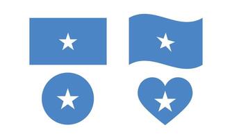 Somalia Flag Variations Rectangular, Waving, Circle, and Heart Shapes. vector