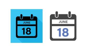 June 18th Calendar Icon. June 18 Calendar Date. Time Management or Appointment. vector
