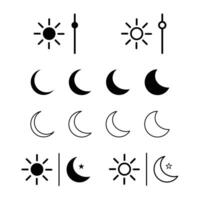 Day and Night Mode Icons with Sun and Moon Symbols. Day and Night Weather Forecast for User Interface Design. vector