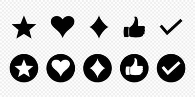Set of Black and White Rating Icons for web and design use. vector