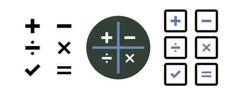 Educational math symbols and calculator buttons graphic design. vector
