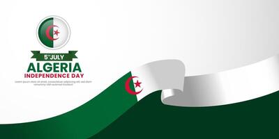 Algeria Independence day banner background design element with realistic waving flag vector