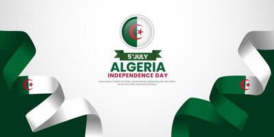 Algeria Independence day banner 5th of July design element with realistic waving flag vector