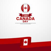 Canadian flag for canada day square banner background with realistic flag vector