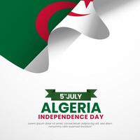 Algerian flag for Algeria independence day square banner background with realistic flag vector