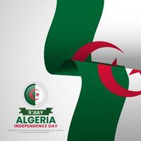 Algerian flag for Algeria independence day banner background with realistic flag vector