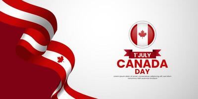 Canada day banner background design element with realistic waving flag vector