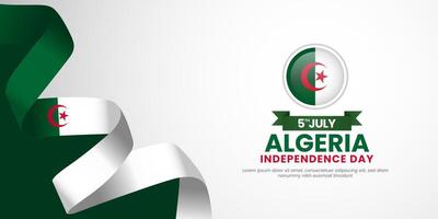 Algeria Independence day banner background 5th of July design element with realistic waving flag vector