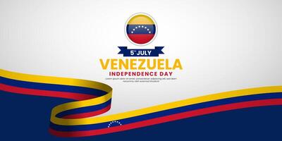 Venezuela Independence day banner background 5th of July design element with realistic waving flag vector