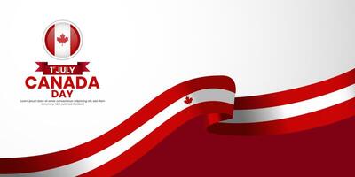 Canada day banner background 1 July element with realistic waving flag vector