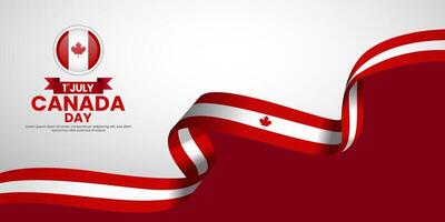 Canada day banner background 1 July design element with realistic waving flag vector