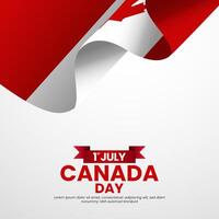 Canadian flag for canada day square background with realistic flag vector