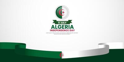 Algeria Independence day banner background 5th of July design with realistic waving flag vector