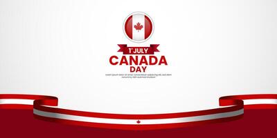 Canada day banner background 1 July design with realistic waving flag vector