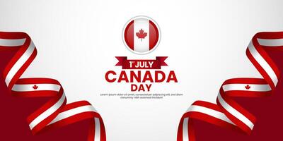 Canada day banner background design with realistic waving flag vector