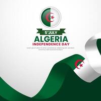 Algeria independence day Square banner background with waving flag vector