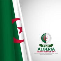 Algerian flag for Algeria independence day square background with realistic flag vector