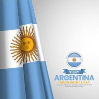 Argentina flag for independence day square banner background with realistic flag vector