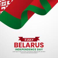 Belarus flag for independence day square background with realistic flag vector