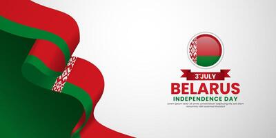 Belarus Independence day banner background design element with realistic waving flag vector